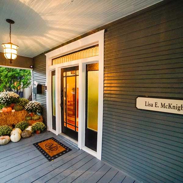 Front exterior door shot of Lisa E. McKnight's home office